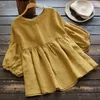 Women's Blouses Japanese Style Loose And Cute Girl Wind Covering Belly Mid-sleeve Round Neck Solid Color Shirt Top