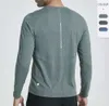 lu Men Yoga Outfit Esportes Manga Longa T-shirt Mens Estilo Esporte Camisas Treinamento Roupas Fitness Elástico Secagem Rápida Sportwear Top Plus Size 5XL fino