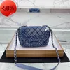 Сумки через плечо Channel Denim Blue cc Flap Luxury Designer Women Hand Bag Tote Shopping Crossbody Vintage Embroidery Pr