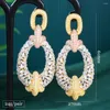 Dangle Earrings Missvikki Luxury Vintage Golden Pendant For Women Wedding Party CZ Dubai Bridal Fashion Jewelry