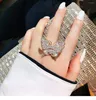 خواتم الزفاف خاتم للمرأة الموضة الذهب الفضة الفضة الفتحة مؤشر إصبع أحجار الراين غير القابل للصدأ المجوهرات 2023 بوهو الفخامة