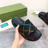 Женские дизайнерские сандалии платформы Слэд Сандаль пляжные тапочки многоцветные холст из льня