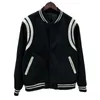 Дизайнерская одежда Повседневные пальто Rhude Spring Autumn Thin Double White Stripe Panel Contrast Fleece Panel Leather Jacket Coat Casual High Street Baseball Fashion