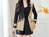 Kvinnors kostymer Tesco British Style Blazer Suit Double Breasted Casual Jacket Patchwork Beading Fashion Female Coat Office Outterkläder