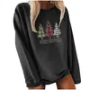 Hoodies femininos design personalizado impressão de natal manga comprida gola redonda com capuz outono camisa feminina conjunto de colheita de lã