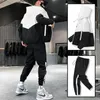 Herrspårar Män Tracksuit Casual Joggers Hooded Sportwear Jackets and Pants 2 Piece Set Hip Hop Running Sports Suit 230421