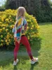 Kleurrijk patchwork geruit gebreid vest jas mode losse gehaakte cropped jas met lantaarnmouwen herfst vrouwelijke streetwear