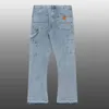 Mannen Jeans 2023 Splash Inkt Mannen Vrouwen Flared Blauw Patchwork Punk Hip Hop Broek Streetwear Vernietigd Ripped