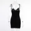 Casual jurken Dark Cross Black Mini Vintage Sexy Spaghetti Strap High Taille Slit Goth Party Club Women 230421