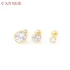 Stud Earrings 1pc 925 Sterling Silver Ear Crystal Zircon Fashion 3 Prong Tragus Cartilage Piercing Jewelry Gold Clear Boucle