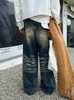 Jeans pour hommes jambe large hommes blanchis faire vieux rétro beau style japonais baggy répandu hipster avancé jeune vitalité quotidienne