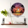 Wall Clocks Giraffe Elephant Grassland Sunset PVC Clock Living Room Decoration Modern Design Home Decore Digital