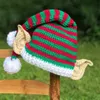 Caps Hats Christmas Elf Hat Long Tail Crochet Beanie Children Women Men Knit Kid Cap Green Red And White Stripe Winter Santa Costume Props 231121