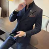 Ternos masculinos clássico de dois botões listrado negócios casual blazers jaqueta e calças conjunto masculino blazer fino ajuste casamento para
