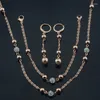 Necklace Earrings Set Women Bead Cubic Zircon Ball 585 Rose Gold Color Jewelry Bracelet