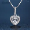 Kedjor lyxiga kvinnor Rhinestone Pendant 925 Sterling Silver Heart Zircon Halsband smycken bröllopsdag present till