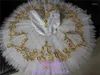 Stage Wear 12Layers High Quality Professional Custom Size Classical Adult Girls Golden White Bird Ballet Tutu Costumes