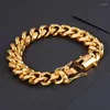 Link Bracelets Jewels Store Cuban Big Gold Chain 15mm Stainless Steel Heavy Men's Bracelet Wristband Jewelry For Man JS135951-Z