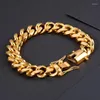 Länkarmband Jewels Store Cuban Big Gold Chain 15mm rostfritt stål Tunga mäns armband armbandsmycken för man JS135951-Z