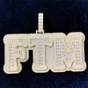 Золотое покрытие полное блок багюатте DIY пользовательское название буквы подвесное ожерелье с 3 мм 24 -дюймовой веревочной цепи для мужчин женщин