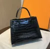 Handbag Crocodile Leather 7A Quality Genuine Handswen Bags Sewn 25cm real womenXSSQ