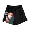 Shorts masculinos anime jujutsu kaisen shorts homens mangá shorts shorts ginásticos satoru gojo 3d impressão rápida malha seca shorts de tábua de grandes dimensões j230503