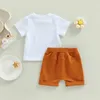 衣料品セット幼児の男の子夏2pcs衣装レタープリント半袖Tシャツとストレッチカジュアルショーツセット