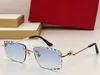 Solglasögon för män och kvinnor designers 0121 fyrkantiga ramlösa skurna kantlinser metallstilar anti-ultraviolet popularitet mode flerfärgglasögon slumpmässig låda