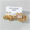 Dangle Kroonluchter Mode Overdreven Goud Kleur Metalen Parel Oorbellen Voor Vrouwen Geometrisch Gedraaid Vintage Hoop Earring Jood Dhgarden Ot5Gj