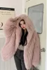 Womens Fur Faux White Fox Coat Winter Fashion Warm Artificial Hooded Long Sleeve Sweet Design 231121