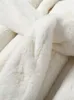 Pele feminina pele sintética Lautaro inverno longo branco fofo quente oversized casaco de pele sintética feminino com capuz lapela faixas soltas moda coreana 231120