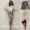 Pantaloni da donna Leggings sportivi da yoga per donna Passo del piede Vita alta Collant a righe casual in tinta unita Appaiono sottili Danze fitness