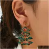 Charm Crossborder European och American Foreign Trade Fashion Hollow Rhinestone Christmas Tree Ear Stitches Trend Earrings D DHGARDEN DHKZG