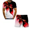 Men's Tracksuits full set of Tshirts summer beach shorts shortsleeved 2piece moon flower sexy swimsuit sports men's suit 230421