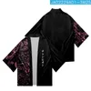 Etniska kläder mode svart tryck blommor hjärtkimono harajuku kvinnor män yukata kvinnlig japansk streetwear traditionell cosplay haori