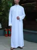 Ethnic Clothing Qatari National Costume Man White Long Cloak Muslim Men's Robes Arab Middle East Standing Collar Traditional Plus Size