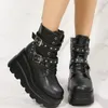 Boots 2023 Autumnwinter Platform High Wedge Heels Black Gothic Calf Boot's Shoes Large 43 231120