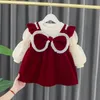 Vestidos da menina outono criança inverno bebê meninas vestido crianças vermelho ano de natal vestido quente vestido infantil conjunto topskirt para 1-4 anos 231120