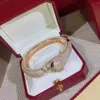 braccialetto panthere Bracciale rigido con ciondolo per uomo versione smeraldo per donna Designer testa di leopardo Set con diamanti Regalo di anniversario in stile classico placcato oro 18 carati con scatola 018