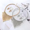 Boucles d'oreilles pendantes, ensemble de boucles d'oreilles, collier et boucles d'oreilles de haute qualité, pompon polyvalent, bijoux en métal multicouches, mode atmosphère exagérée