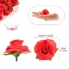 Fleurs décoratives Rose Bud Fleur artificielle Petite soie Fausse tête pour l'artisanat Centres de mariage Douche nuptiale Fête de Noël Décor