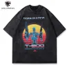 Herren T-Shirts Herren Hip Hop Gewaschenes T-Shirt Retro Gun Robots Grafikdruck T-Shirt Sommer Lässig Übergroße Oberteile T-Shirts Harajuku Streetwear Kleidung J230420