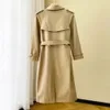 Damen-Trenchcoats im britischen Stil, klassisch, kariert, zweireihig, wasserdichtes Gewebe, mittellange Windjacke, Damen 230421