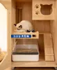 猫のキャリアケージヴィラソリッドウッドトイレと統合された2層キャッターハウスホーム屋内ペット子猫