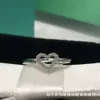 Tiffanyins rings jewelry T Hollow Heart Ring Fashion Simple Net Red Rose Gold Heart Shaped Diamond Heart Ring