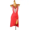 Stage Wear High End Tube Bead Latin Dance Standard Backless Performance Competition Professional Rumba Cha Dress Style