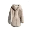 Женский зимний свитер из искусственного меха, пальто, женская простота, модная свободная толстая теплая куртка с отделкой на капюшоне, на молнии, водонепроницаемая норка