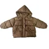 Manteau en duvet de Style coréen pour enfants, veste chaude et épaisse à la mode, marron, courte, en coton, à capuche, collection automne-hiver 2023