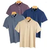 Herren Polos Lässiges Poloshirt 190 g Pima-Baumwolle 160er Mercerisiertes Kurzarm-T-Shirt Herren Revers Business Reine Farbe Oberteile Herrenbekleidung