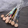 Baby Tanders Toys Pacifier Clips Round Beech Silicone Rainbow Pärlor för Dummy Nipple Holder Soother Chain Teether Toy 230421